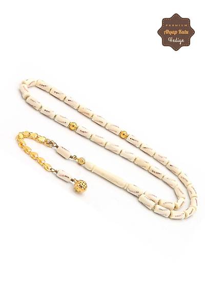 14 Ayar Alt�n P�sk�ll� Alt�n ��lemeli Kaps�l Orijinal Fil Di�i Tesbih 201023809