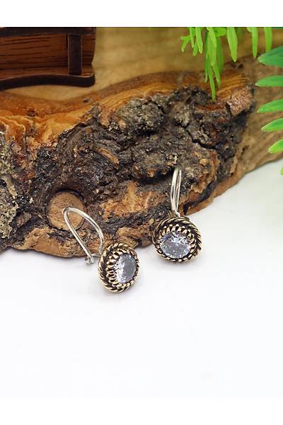 Zirkon Ta�l� Sarmal Desenli El i�i Otantik G�m�� Kad�n K�pe 201025616