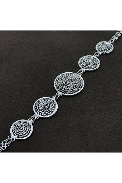 Yuvarlak Model 925 Ayar Telkari Bayan G�m�� Bileklik