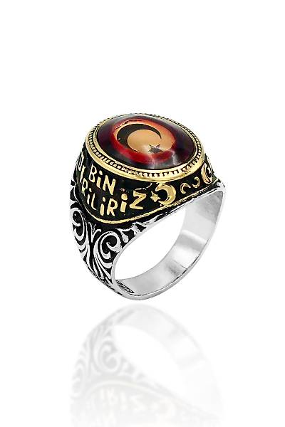 Bir �l�r. Bin Diriliriz.  ��lemeli Mineli Erkek G�m�� Y�z�k