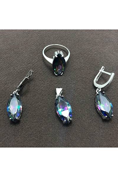 Mistik Topaz Tal Damla Model Gm Bayan l Set Tak