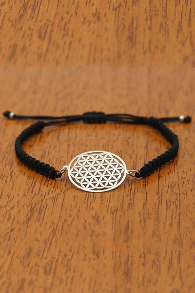 Yaşam Çiçeği Unisex Ayarlanabilir Asansörlü Gümüş Bileklik 201020248