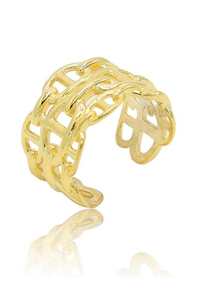 Sade Zincir Tasar�m Alt�n Kaplama 925 Ayar G�m�� Kad�n Y�z�k 201024825