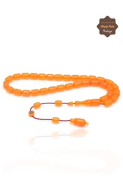 Turuncu 11 x 8 mm �zel Sistem P�sk�ll� Kaps�l Kesim Zar Kehribar Tesbih 201025510