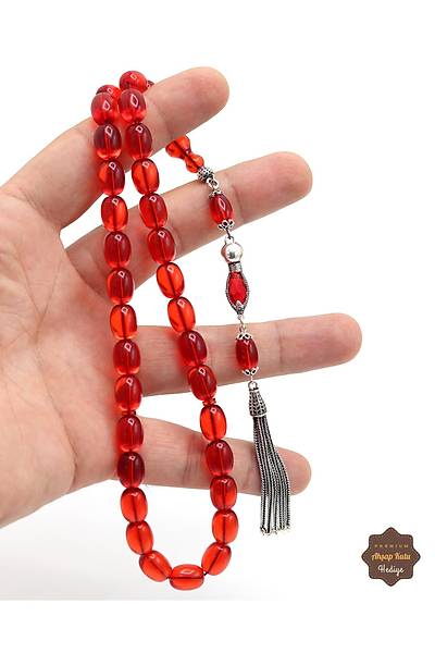 K�rm�z� Kaps�l Kesim G�m�� P�sk�ll� Ate� Kehribar Tesbih 201024953