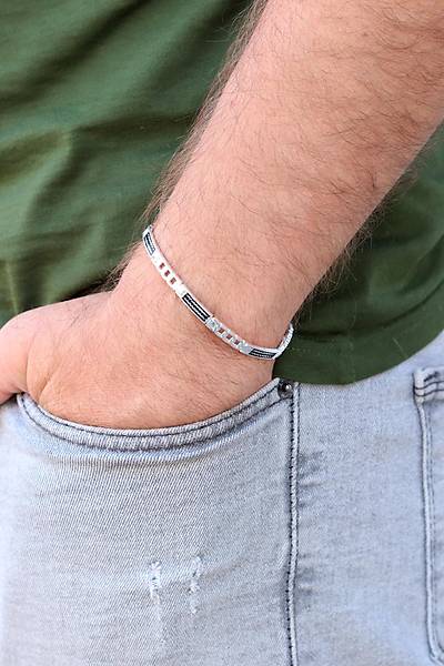 Bu�day Tasar�m 925 Ayar Saf G�m�� Erkek Bileklik 201024445