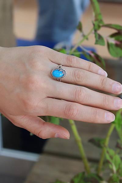 Firuze Ta�l� �im�ek Model 925 Ayar G�m�� Markazit Kad�n Y�z�k 201024217