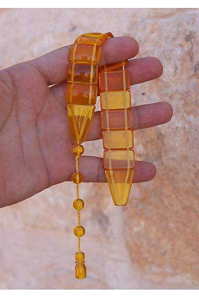 �effaf Sar� Renk D�z Kesim Toz Kehribar Bal�k Tesbih 201024698