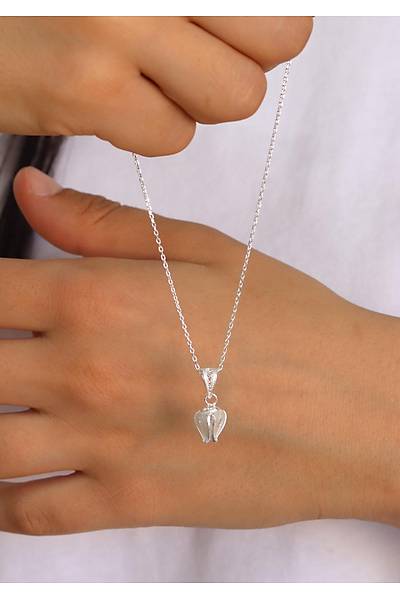 Minik Lale Model 925 Ayar Saf G�m�� Telkari Kad�n Kolye 201024657