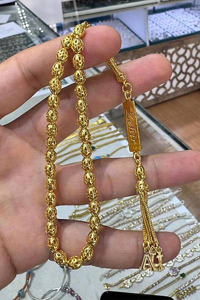 Arpa Kesim Alt�n Kaplama G�m�� Telkari El ���ili�i �simli ve Harfli Tesbih 201024457