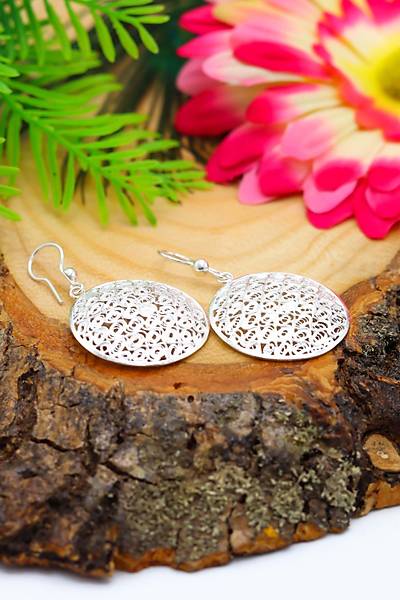 Yuvarlak Tasar�m Eli��ili�i Telkari G�m�� Bayan K�pe