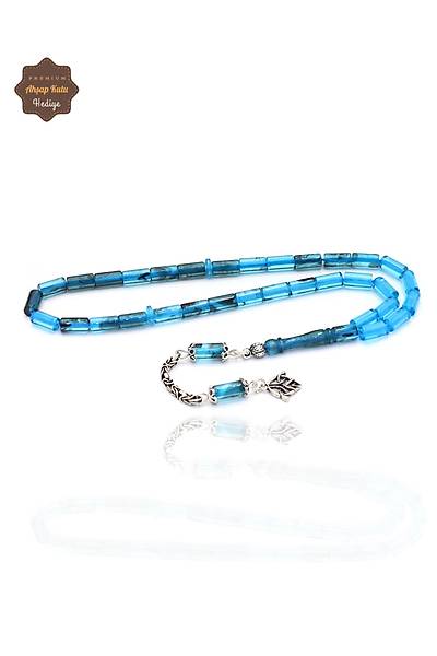 Hareli Mavi Kesme Model K���k Boy G�m�� P�sk�ll� Ate� Kehribar Tesbih 201024967