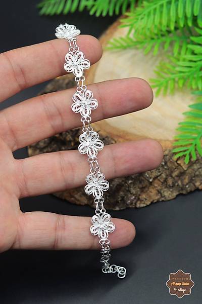 �i�ek Model 925 Ayar Saf Telkari G�m�� Kad�n Bileklik 201023956