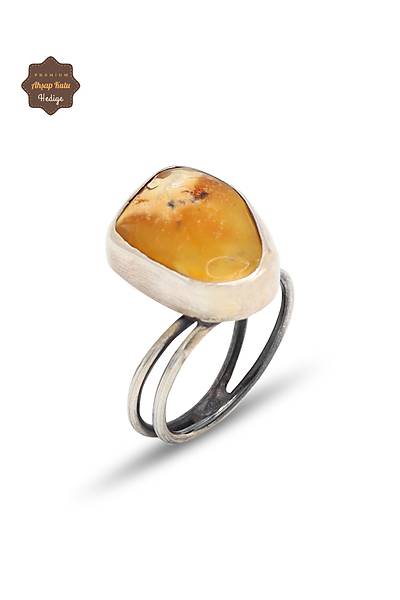 Orijinal Hareli Kehribar Ta�l� Sade D�rtgen Model G�m�� Kad�n Y�z�k 201024977