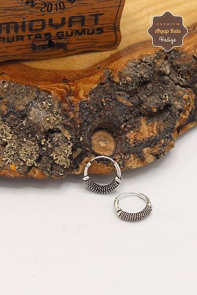 Has�r ��lemeli 925 Ayar G�m�� Erkek K�pe 201024033