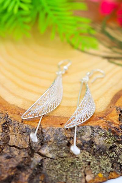 Yaprak Tasar�m Eli��ili�i Telkari G�m�� Bayan K�pe