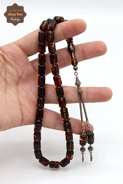 Fosilli Dominik G�m�� P�sk�ll� Kaps�l Kesim Damla Kehribar Tesbih 201024757