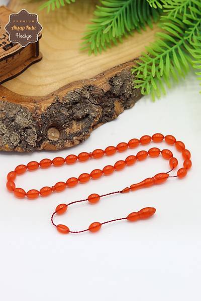 Hareli Turuncu Arpa Kesim �zel Sistem Ate� Kehribar Tesbih 201024763