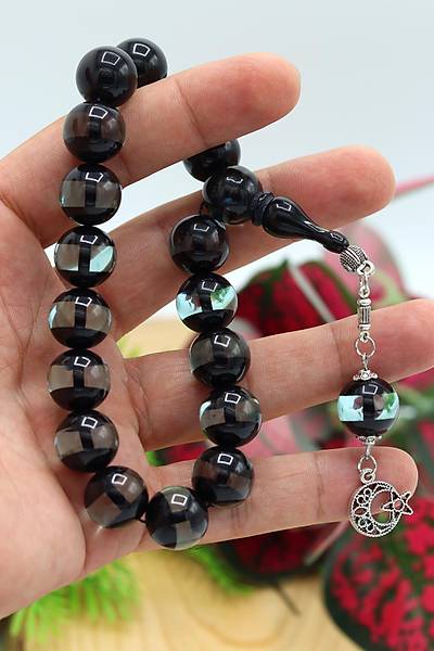 Ye�il Siyah S�rmeli K�re Kesim Maskot Efe Boy Toz Kehribar Tesbih 201024489