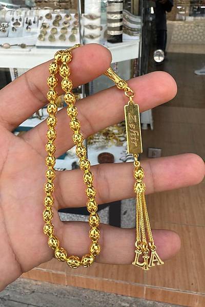 Arpa Kesim Alt�n Kaplama G�m�� Telkari El ���ili�i �simli ve Harfli Tesbih 201024457