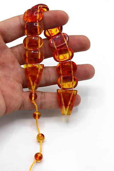 Turuncu Hareli Toz Kehribar Bal�k Tesbih 201024381