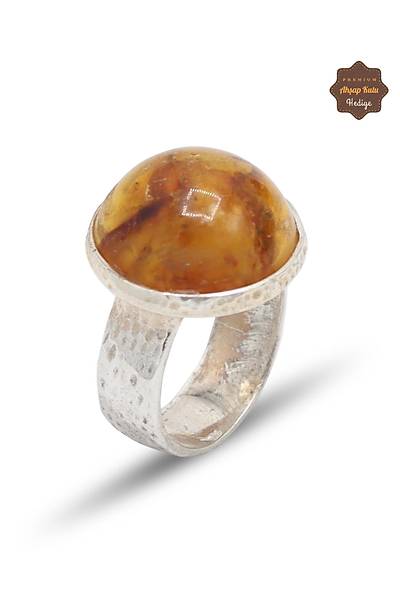 Orijinal Fosilli Kehribar Ta�l� Yuvarlak Model G�m�� Kad�n Y�z�k 201024981