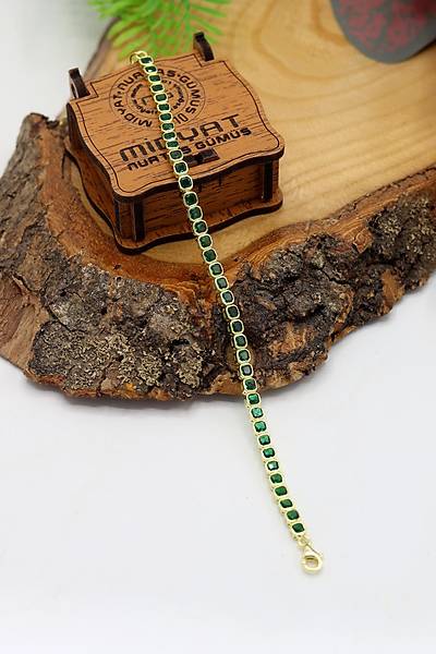 Su Yolu Model Yald�zl� Z�mr�t Ta�l� 925 Ayar G�m�� Kad�n Bileklik 201024748