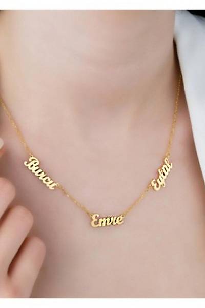 Ki�iselle�tirilebilir 925 Ayar G�m�� 3 �simli Kolye 201021979