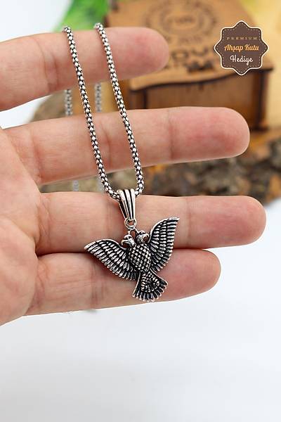 �ift Ba�l� Kartal Model 925 Ayar G�m�� Erkek Zincir Kolye 201024454