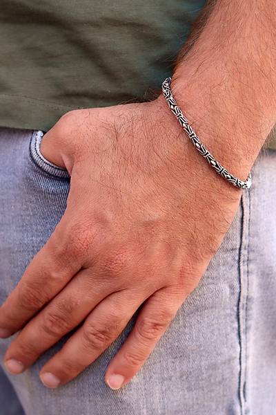 925 Ayar G�m�� Erkek Kral Zincir Bileklik 201024558