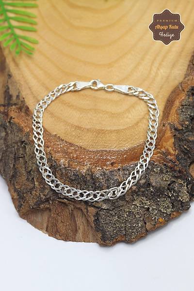 Burgu Tasar�m 6 mm 925 Ayar G�m�� Erkek Bileklik 201024724