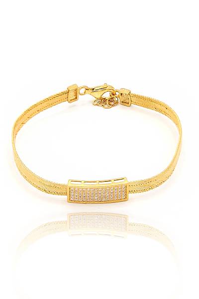 Mikro Zirkon Ta�l� Trabzon Has�r� Alt�n Kaplama G�m�� Bileklik 201024323