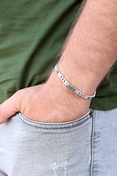 Ba�ak Model 925 Ayar Saf G�m�� Erkek Bileklik 201024444