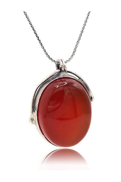 Orijinal Akik Ta�l� Oval Model El i�i Otantik G�m�� Kad�n Kolye 201025478