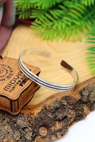 2 S�ra Has�r Model 925 Ayar Saf G�m�� Unisex Has�r Bilezik 201024401