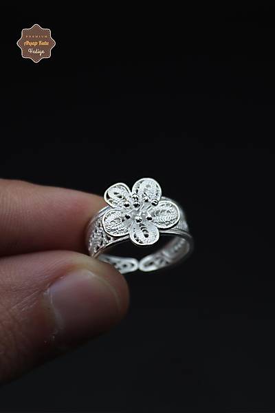 Papatya Model El i��ili�i 925 Ayar G�m�� Telkari Kad�n Y�z�k 201023973