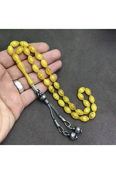 Sar� Hareli Kazaz P�sk�ll� S�kma Kehribar Tesbih