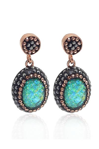 Ye�il Paraiba ve Swarovski Ta�l� 925 Ayar G�m�� Kad�n ��l� Set 201025578