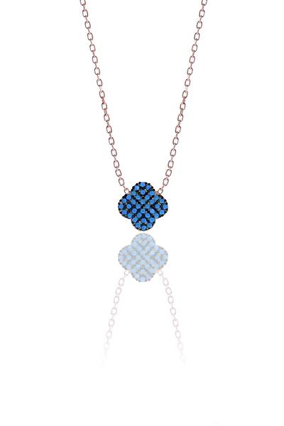 Yonca Tasar�m S�k Firuze Ta�l� Rose Kaplama G�m�� Kad�n Kolye 201025137