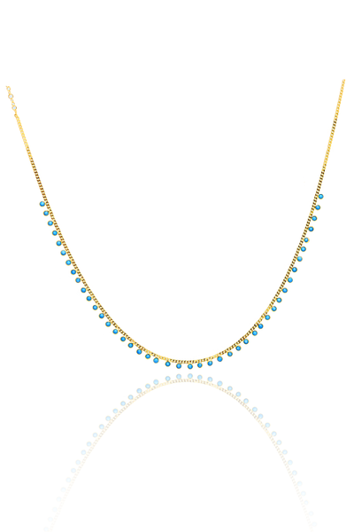 Firuze Ta�l� Yald�zl� 925 Ayar G�m�� Su Yolu Gerdanl�k �ans Kolyesi 201023269