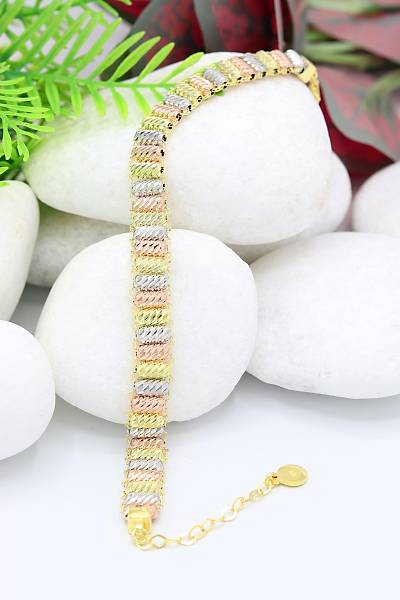 Hasır Model Gold ve Rose Kaplama 925 Ayar Gümüş Dorika Bileklik 201021965