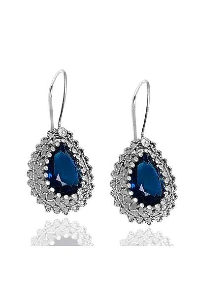 Safir Ta�l� Damla Model Bayan Telkari G�m�� K�pe 201014844