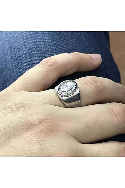 Elips Model Zirkon Ta�l� 925 Ayar Erkek G�m�� Y�z�k