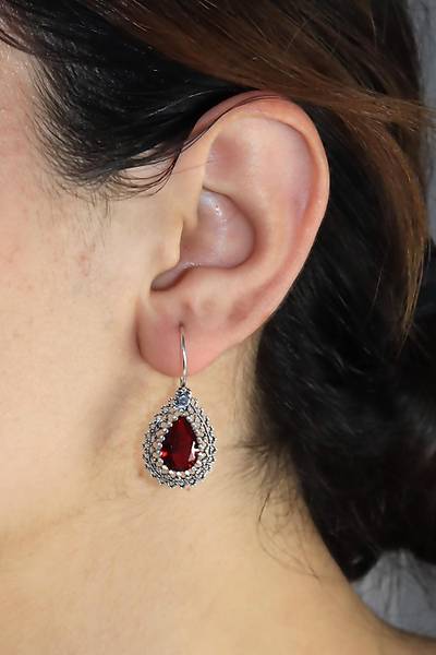 Yakut Ta�l� Damla Model Bayan Telkari G�m�� K�pe 201014834