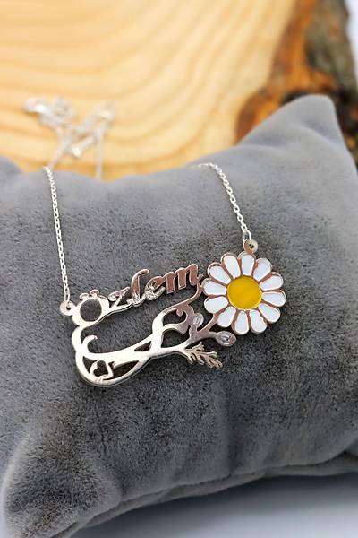 Papatya Model �simli G�m�� Bayan Kolye 201020383