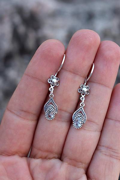 Zirkon Ta�l� Damla Model Oksitli Telkari G�m�� K�pe 201024767