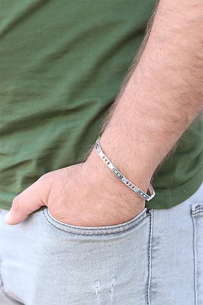 Kilit Tasar�m 925 Ayar Saf G�m�� Erkek Bileklik 201024447