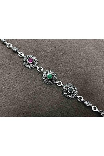 Doal Ta ve Markazit Tal 925 Ayar Gm Bayan Markazit Bileklik