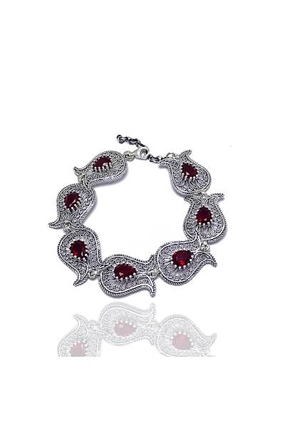 Lale Model Yakut Ta�l� Telkari Bayan G�m�� Bileklik