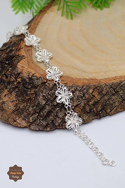 �i�ek Model 925 Ayar Saf Telkari G�m�� Kad�n Bileklik 201023956